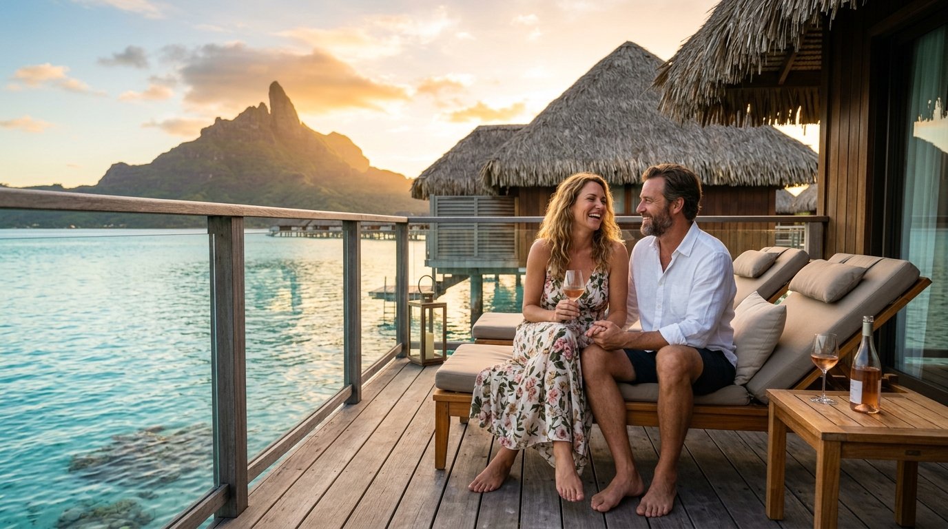 Traveler couple enjoying luxury InterContinental resort after Chase 70% transfer bonus to IHG One Rewards April 2026