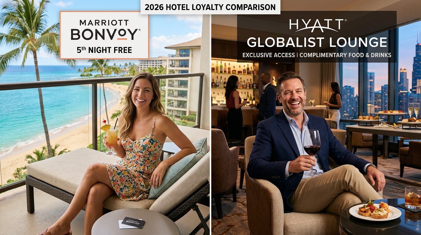 Marriott Bonvoy vs World of Hyatt Hilton Honors IHG 2026 comparison 5th-night-free vs Globalist